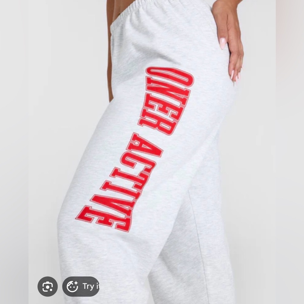 Oner Active Women's Light Gray Joggers with Red Logo - Small Long - Picture 2 of 7